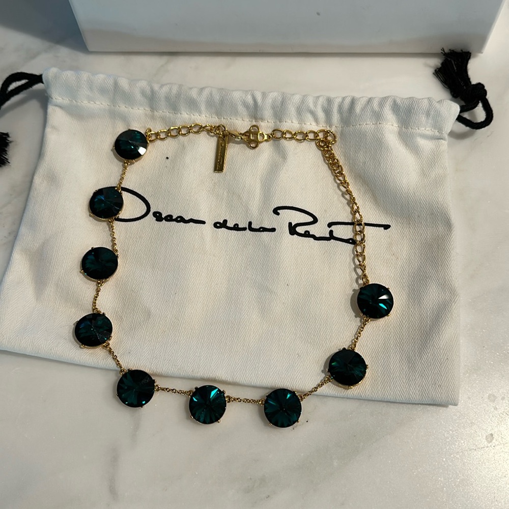 Oscar De La Renta Necklace. Green and gold